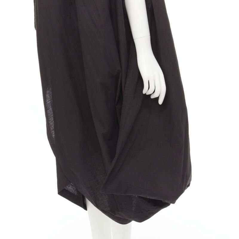 COMME DES GARCONS 1980's Vintage black washed asymmetric draped cocoon dress