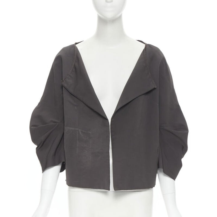 MARNI grey polyester open front pinched sleeve rounded cocoon jacket IT44