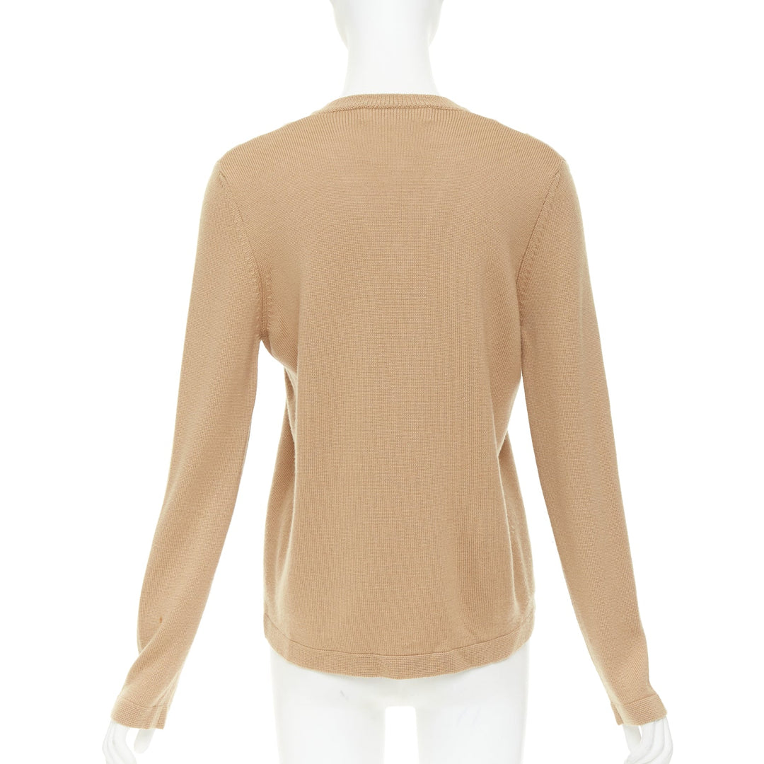MARNI yellow beige tan virgin wool blend colorblock panel V neck sweater IT42 M