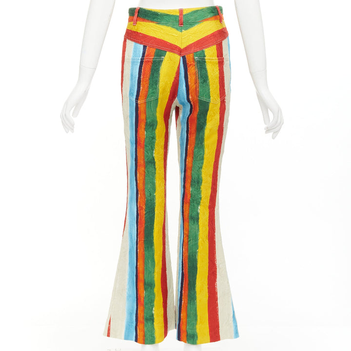 DOLCE GABBANA rainbow striped cotton brocade flared pants IT40 S Kitty Spencer