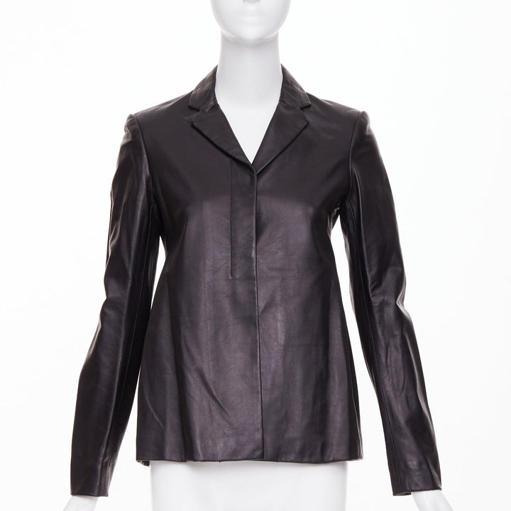 THE ROW black lambskin concealed snap minimalist black jacket blazer US2 S