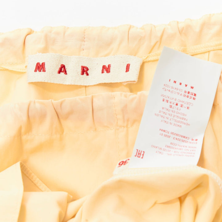 MARNI yellow 100% cotton red drawstring collar trapeze flared top IT36 XXS