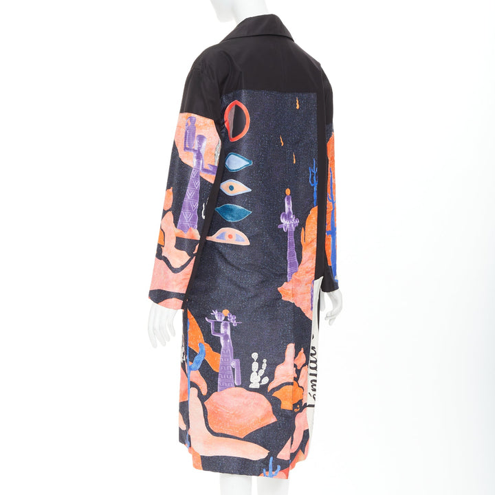 PRADA 2017 Runway Vendemiaire orange black pop art coat IT38 XS Anna Wintour