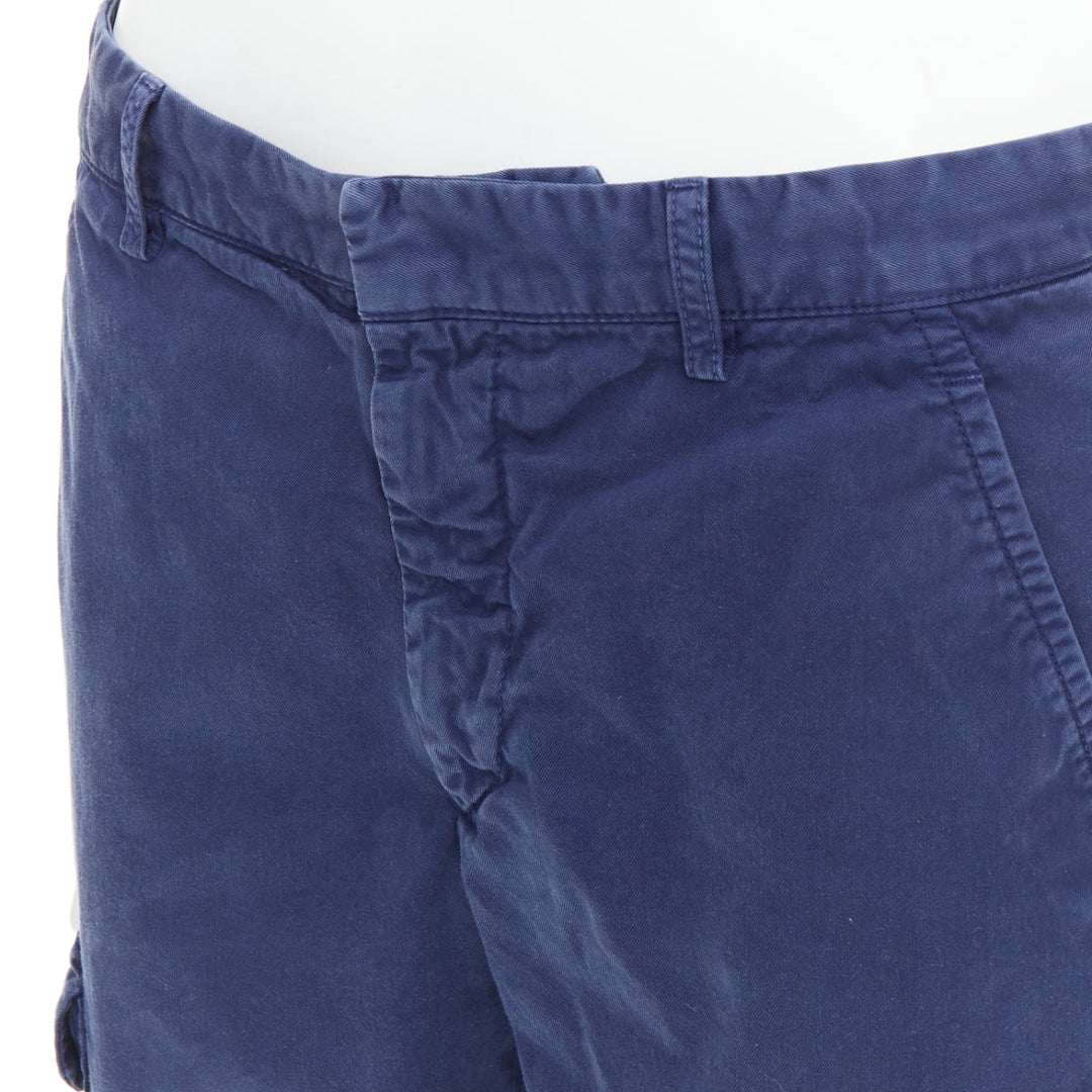 PRADA blue washed cotton pocketed cargo bermuda shorts  IT46 S