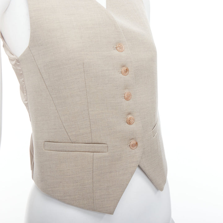 FRANKIE SHOP Gelso khaki tencel buttons waistcoat vest top XS