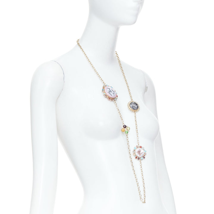 CHANEL 2008 08P Rue Cambon charm crystal rhinestone Gripoix sautoir necklace