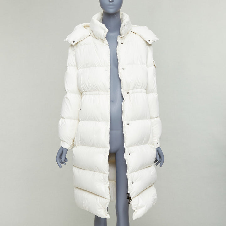 MONCLER Cavettaz Giubbotto off white goose down long puffer coat Sz1