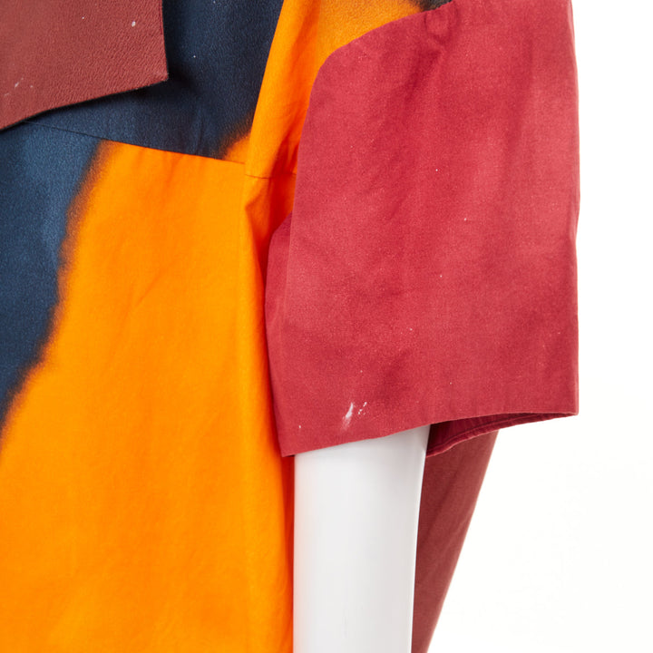 MARNI 2018 painterly abstract colorblock cotton poplin over coat  IT42 M
