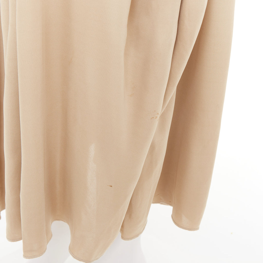 OLD CELINE Phoebe Philo 2016 nude viscose open back tie pleat midi dress FR34 XS