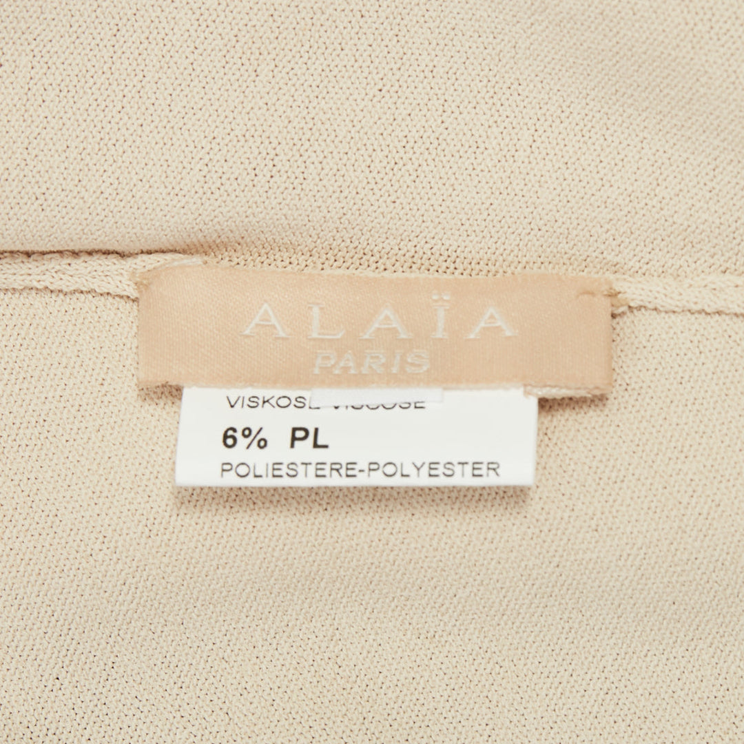 ALAIA rose gray fine knit cropped three quarter sleeve button up cardigan FR36 S