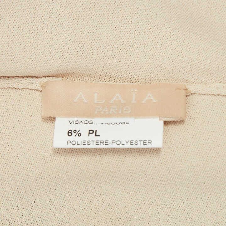 ALAIA rose gray fine knit cropped three quarter sleeve button up cardigan FR36 S