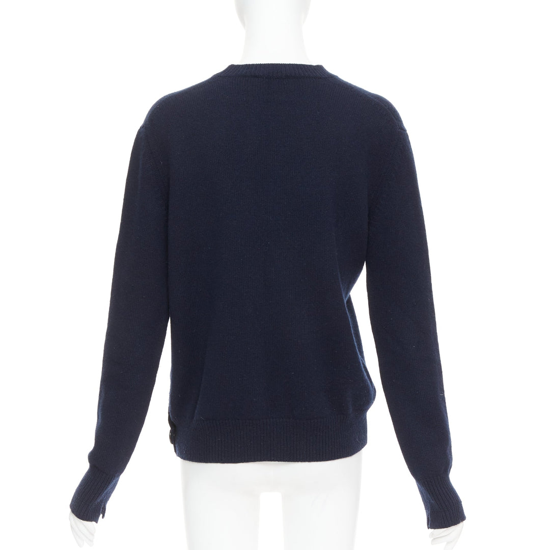 OLD CELINE Phoebe Philo navy wool blend button side sweater XS