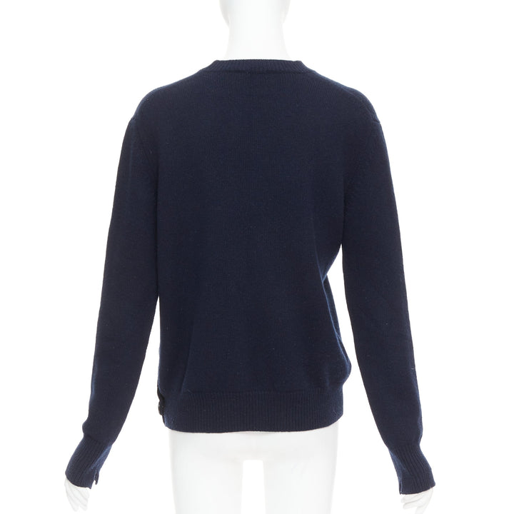 OLD CELINE Phoebe Philo navy wool blend button side sweater XS