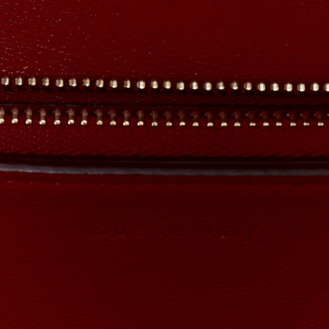 CELINE Classic Box burgundy smooth leather gold clasp crossbody messenger bag