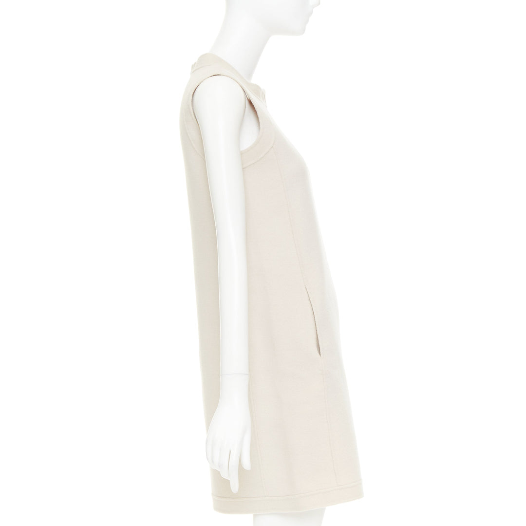MAX MARA S' light grey virgin wool angora snap button collar dress IT34 XXS