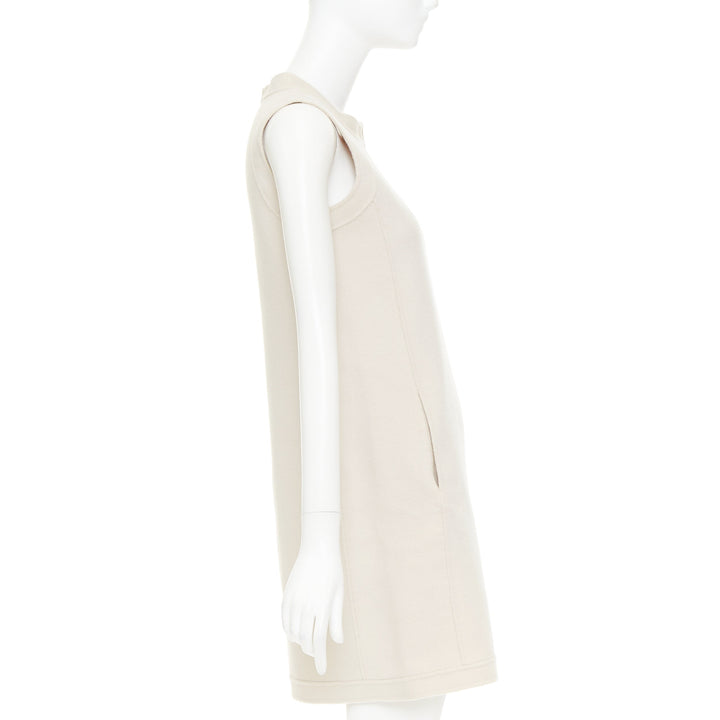 MAX MARA S' light grey virgin wool angora snap button collar dress IT34 XXS