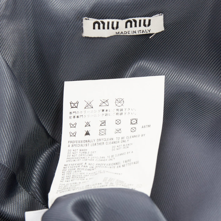 MIU MIU 2007 grey crackled lambskin leather A-line long coat IT38 XS