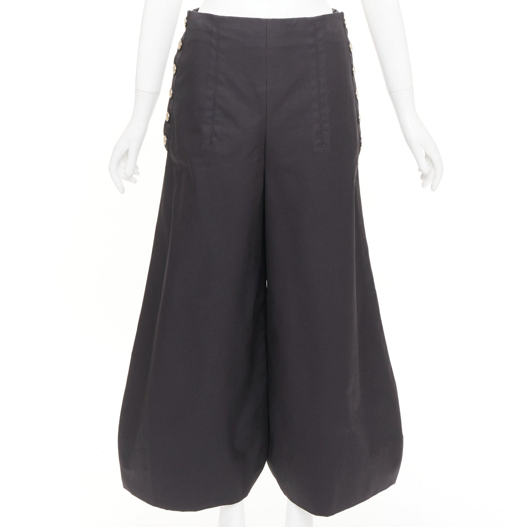 CHANEL Karl Lagerfeld Side Button High Waist Balloon Cropped cotton pants FR38 M