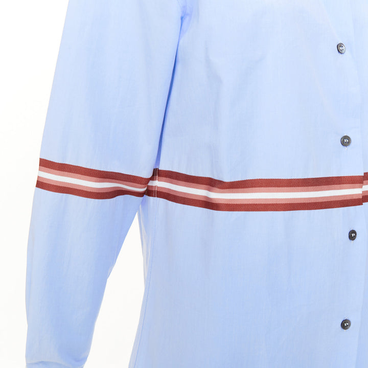 NO. 21 red stripe light blue cotton blend button shirt pants set IT42 M