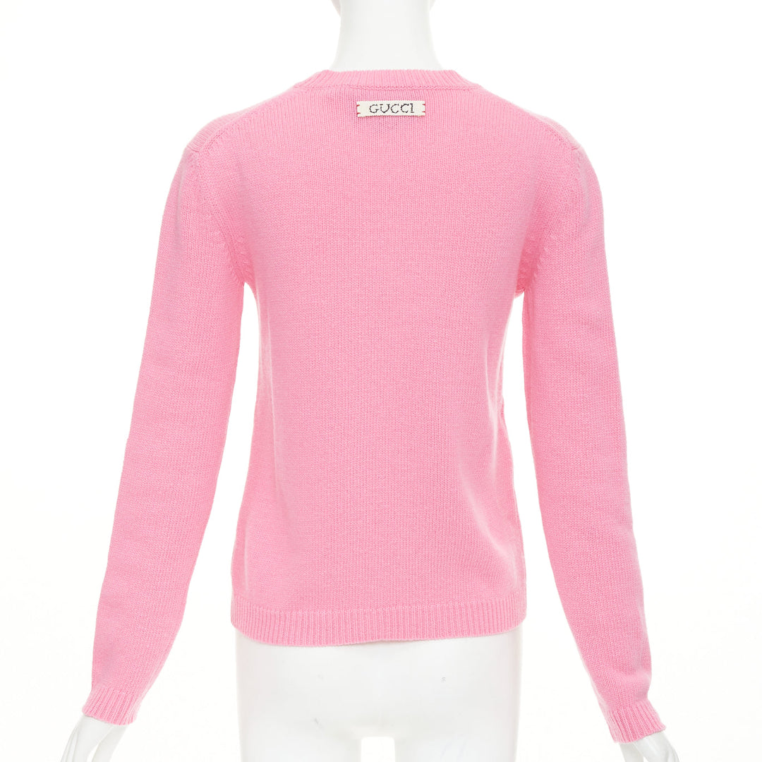 GUCCI DISNEY 2021 pink blue Donald Duck FLASH intarsia logo back sweater 3XS