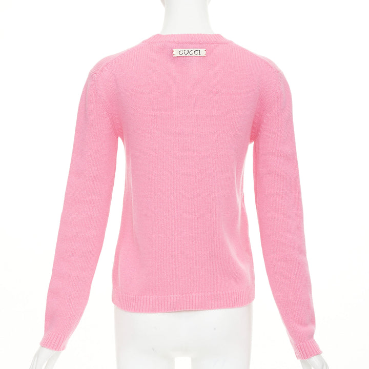 GUCCI DISNEY 2021 pink blue Donald Duck FLASH intarsia logo back sweater 3XS