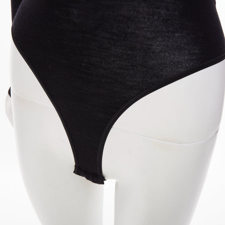 ALAIA Amalie long sleeve semi sheer black virgin wool bodystocking FR36 S