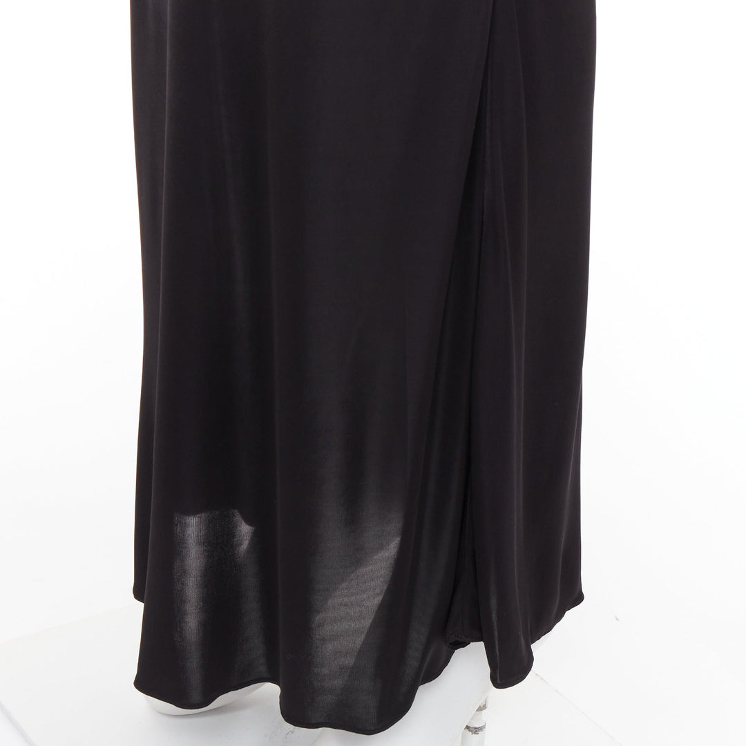 SAINT LAURENT 2023 black viscose jersey ruched one sleeve dress gown FR40 L