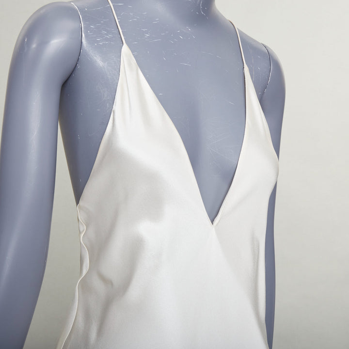 SAINT LAURENT 2022 Bridal ivory silk plunge open back bias gown dress FR36