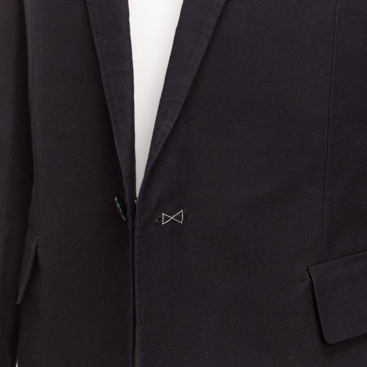 CAROL CHRISTIAN POELL black cotton virgin wool blend coated fabric blazer IT48 M