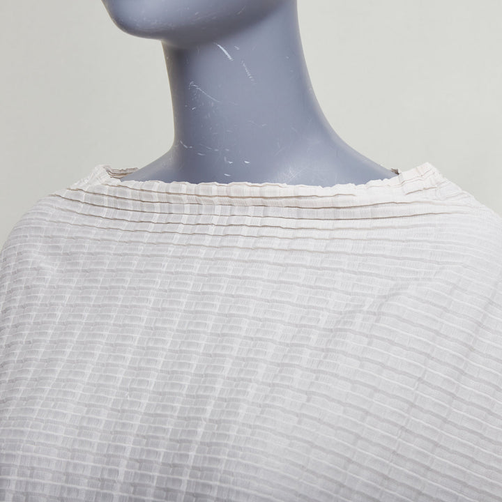 ISSEY MIYAKE Pleats Please steel grey crinkled batwing bateau  top JP3 L