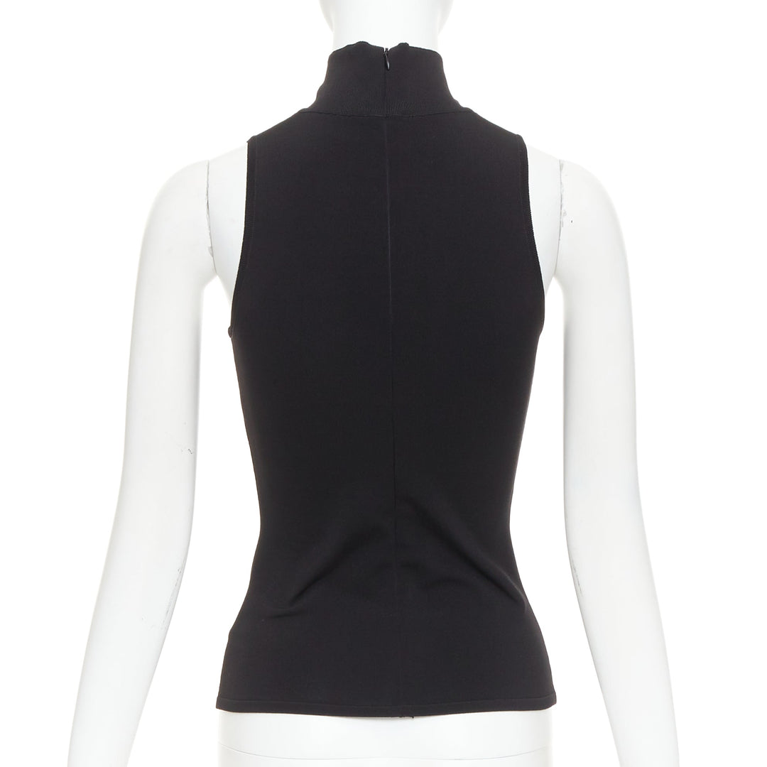 ALEXANDRE VAUTHIER black stretch knit high neck zip back sleeveless top