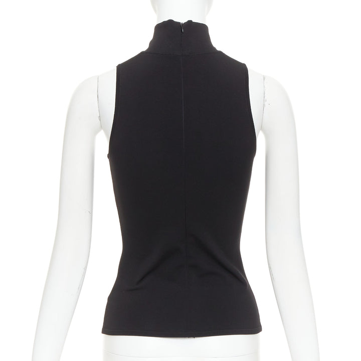 ALEXANDRE VAUTHIER black stretch knit high neck zip back sleeveless top