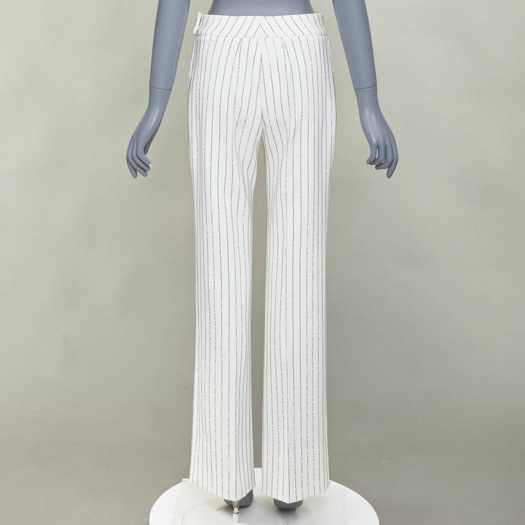 ALEXANDRE VAUTHIER COUTURE SS2020 Runway crystal pinstripe straight pants FR36 S