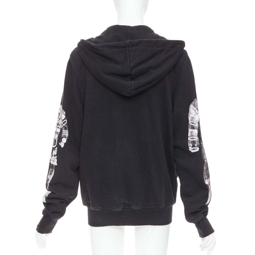 rare CHANEL 2017 Astronaut print sleeve black cotton zip up hoodie FR46 2XL