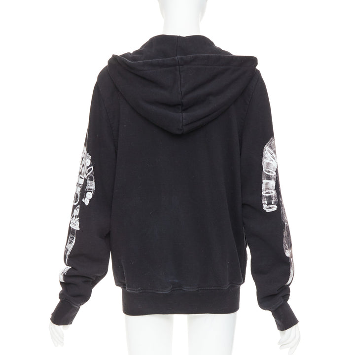 rare CHANEL 2017 Astronaut print sleeve black cotton zip up hoodie FR46 2XL