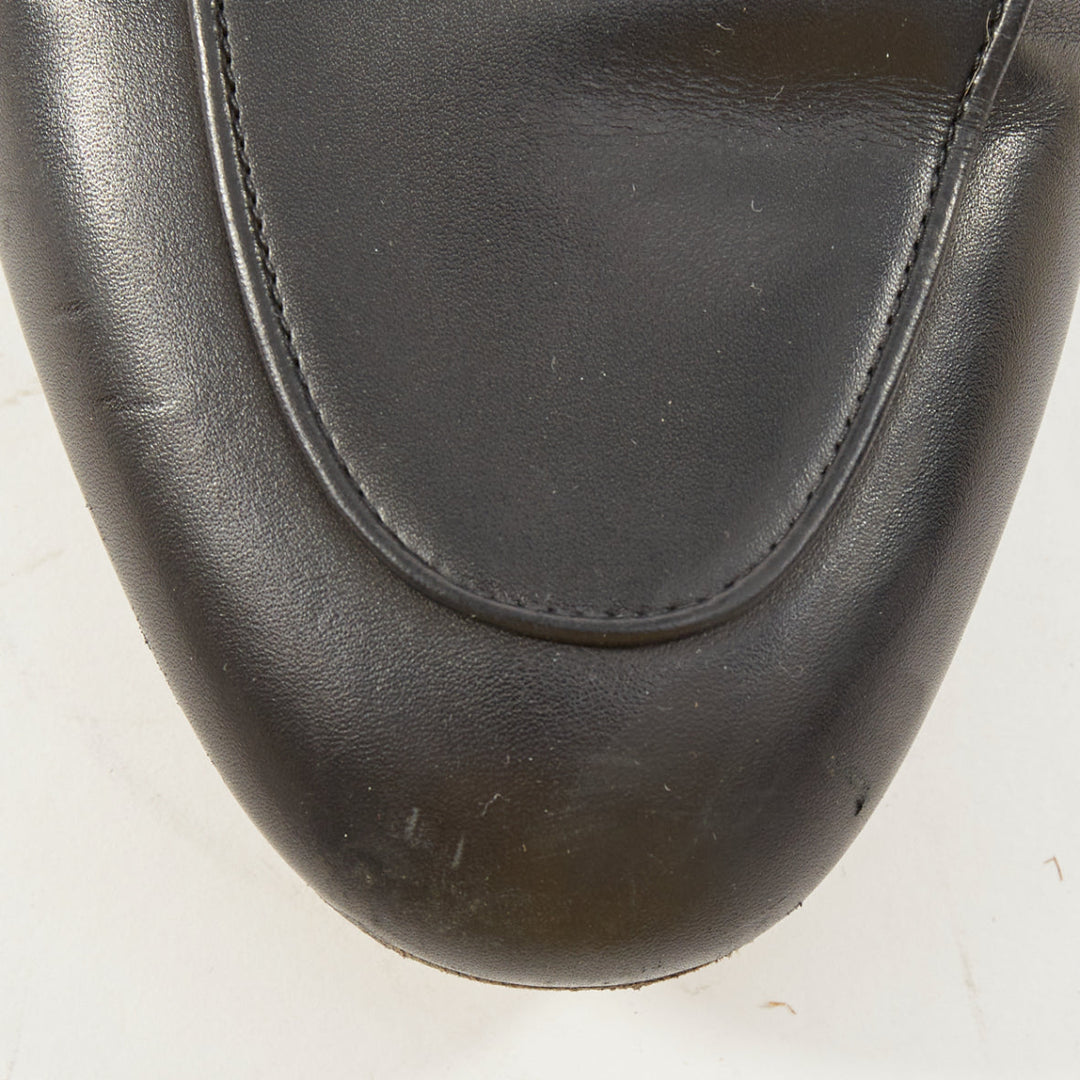 GUCCI Princetown black leather horsebit backless classic loafer mules EU37