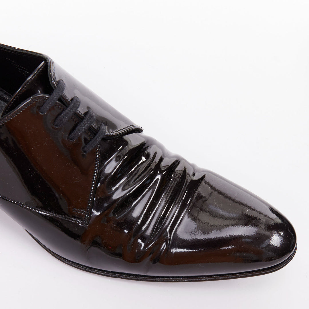 DIOR HOMME black patent leather lace up classic brogue dress shoes EU40.5