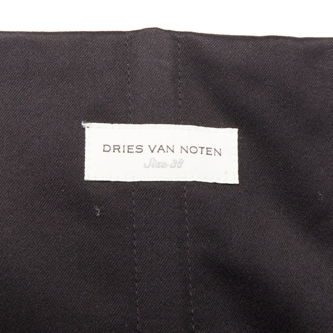 rare DRIES VAN NOTEN Lacroix 2020 Runway black taffeta ostrich ruffle gown FR38