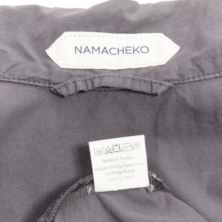 NAMACHEKO 2022 Lupon grey cotton linen silver D-ring utilitarian shirt jacket L