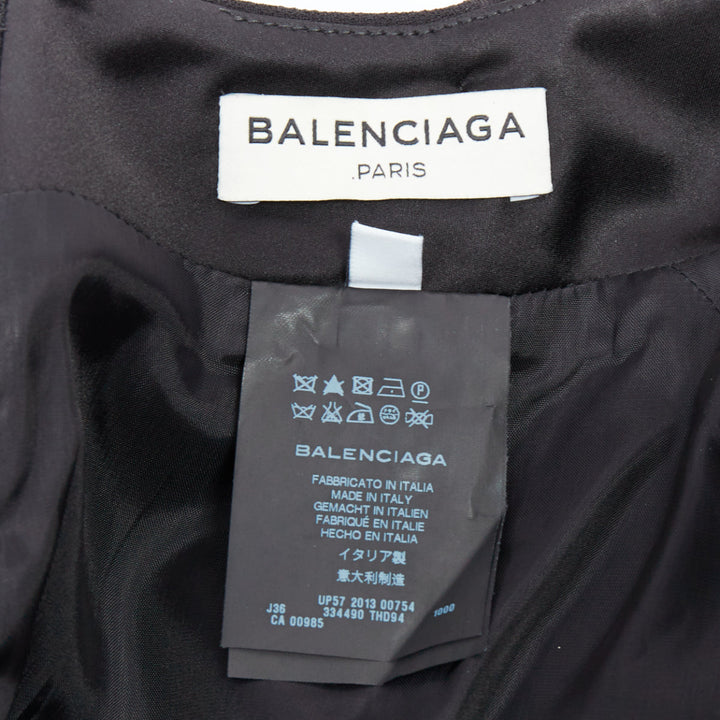 BALENCIAGA 2013 black scuba hi low waistband hem pencil skirt FR36 S