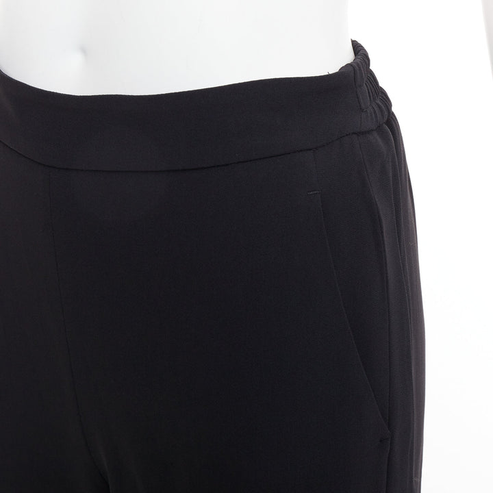 STELLA MCCARTNEY black cotton rib trim ruched back jogger pants IT36 XXS