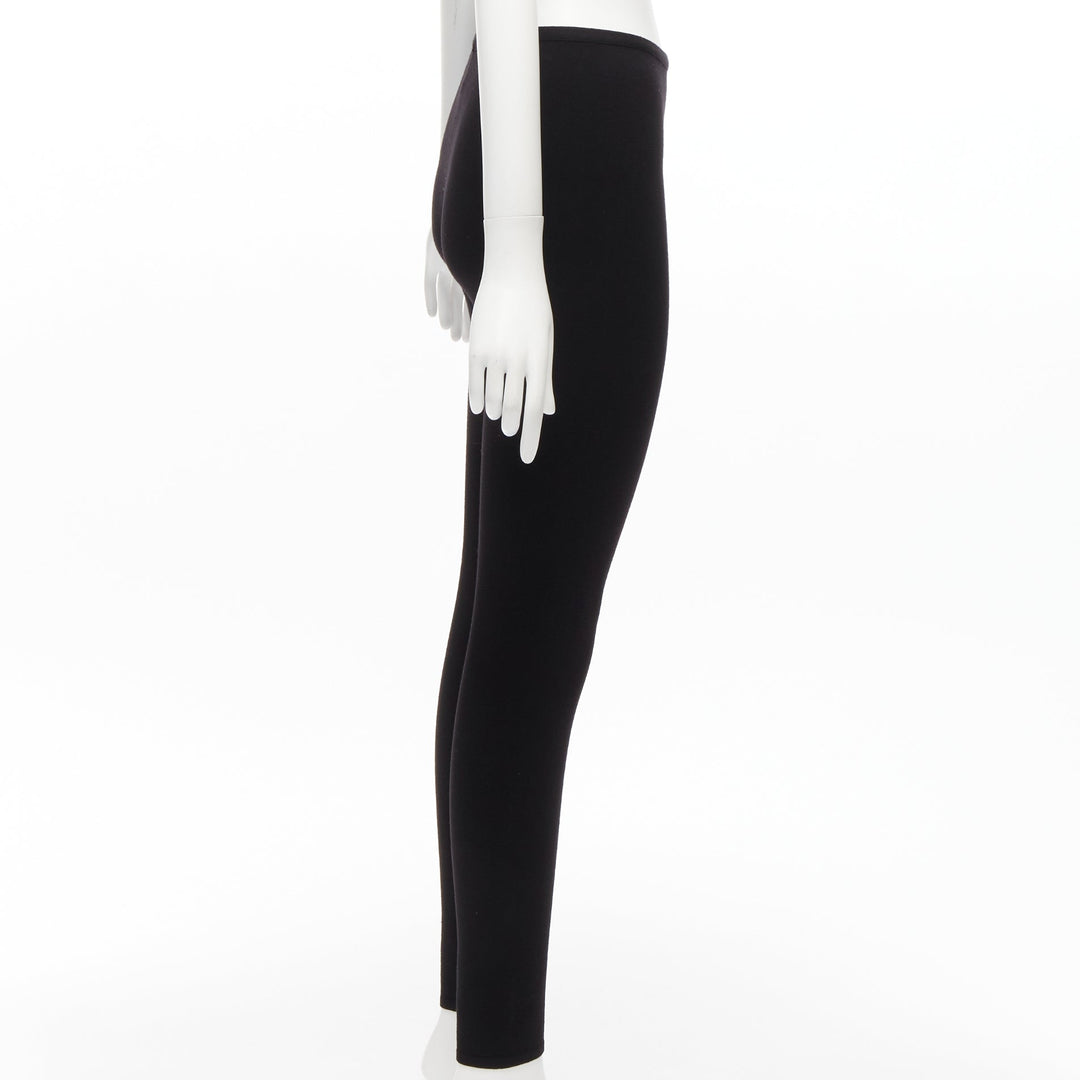 ALAIA black wool blend minimal classic soft skinny long legging FR38 M