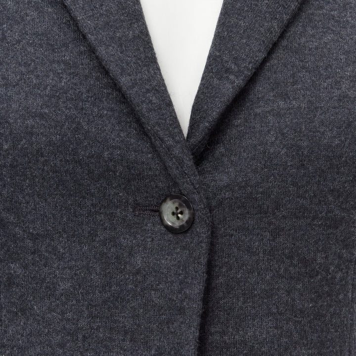 THE ROW Haven dark charcoal grey virgin wool 3/4 sleeve short blazer US2 XS