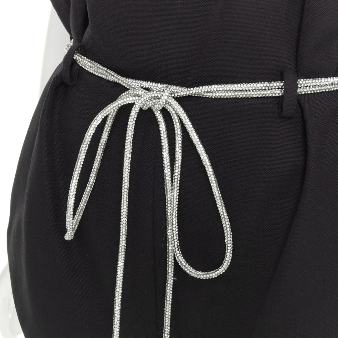 ALEXANDRE VAUTHIER SS2021 Runway black crepe silver crystal rope belt shorts