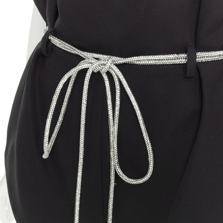 ALEXANDRE VAUTHIER SS2021 Runway black crepe silver crystal rope belt shorts