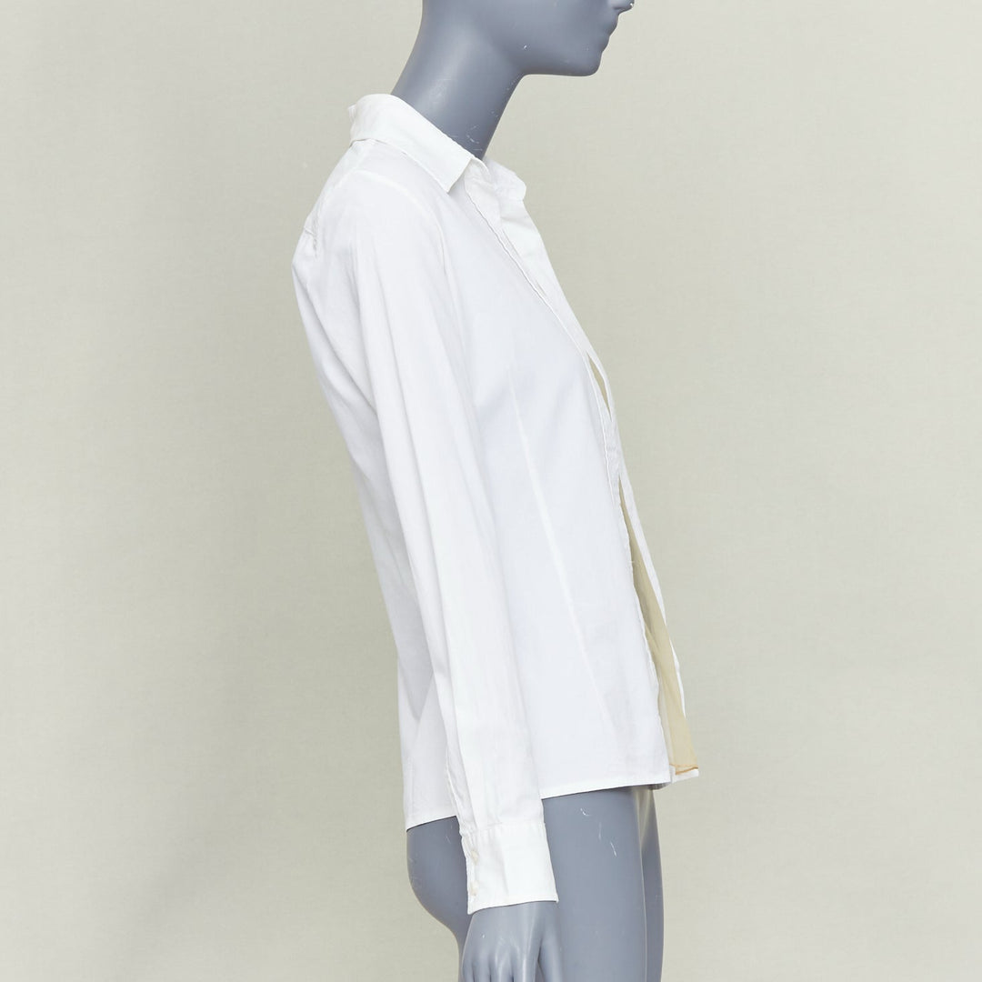 MAISON MARGIELA Vintage white nude sheer panel deconstructed shirt blouse IT42 M