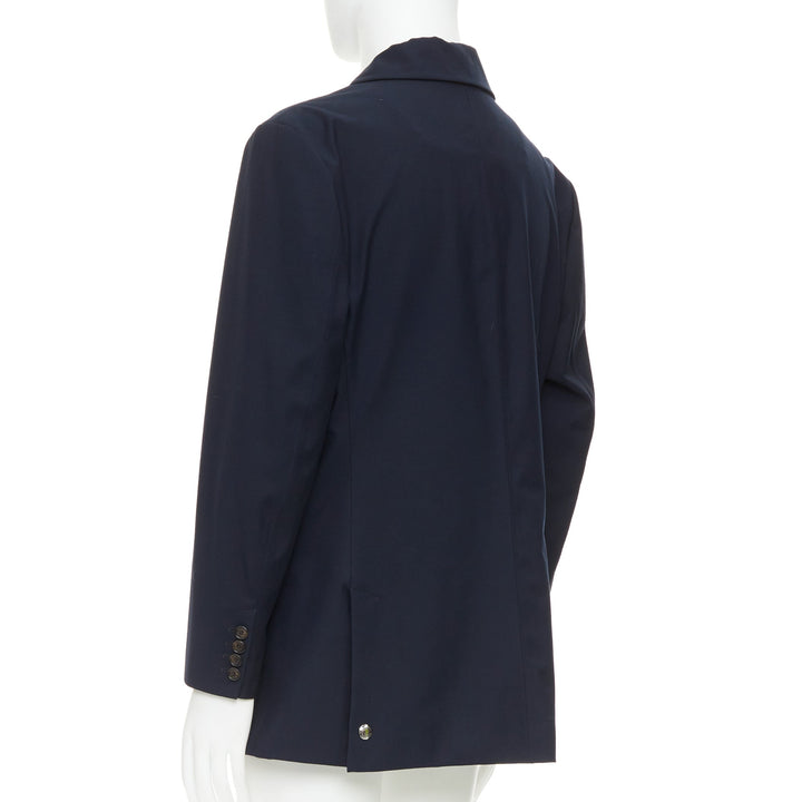 RALPH LAUREN Purple Label navy twill 3 flap pockets double vent coat XL