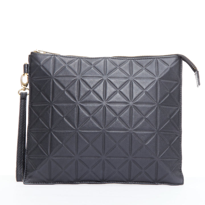 rare GARETH PUGH black leather geometric zip wrist clutch bag