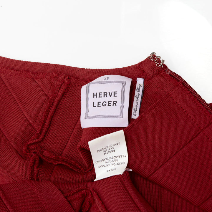HERVE LEGER Karima Essentials red panel v neck stretch knit outerwear dress XS