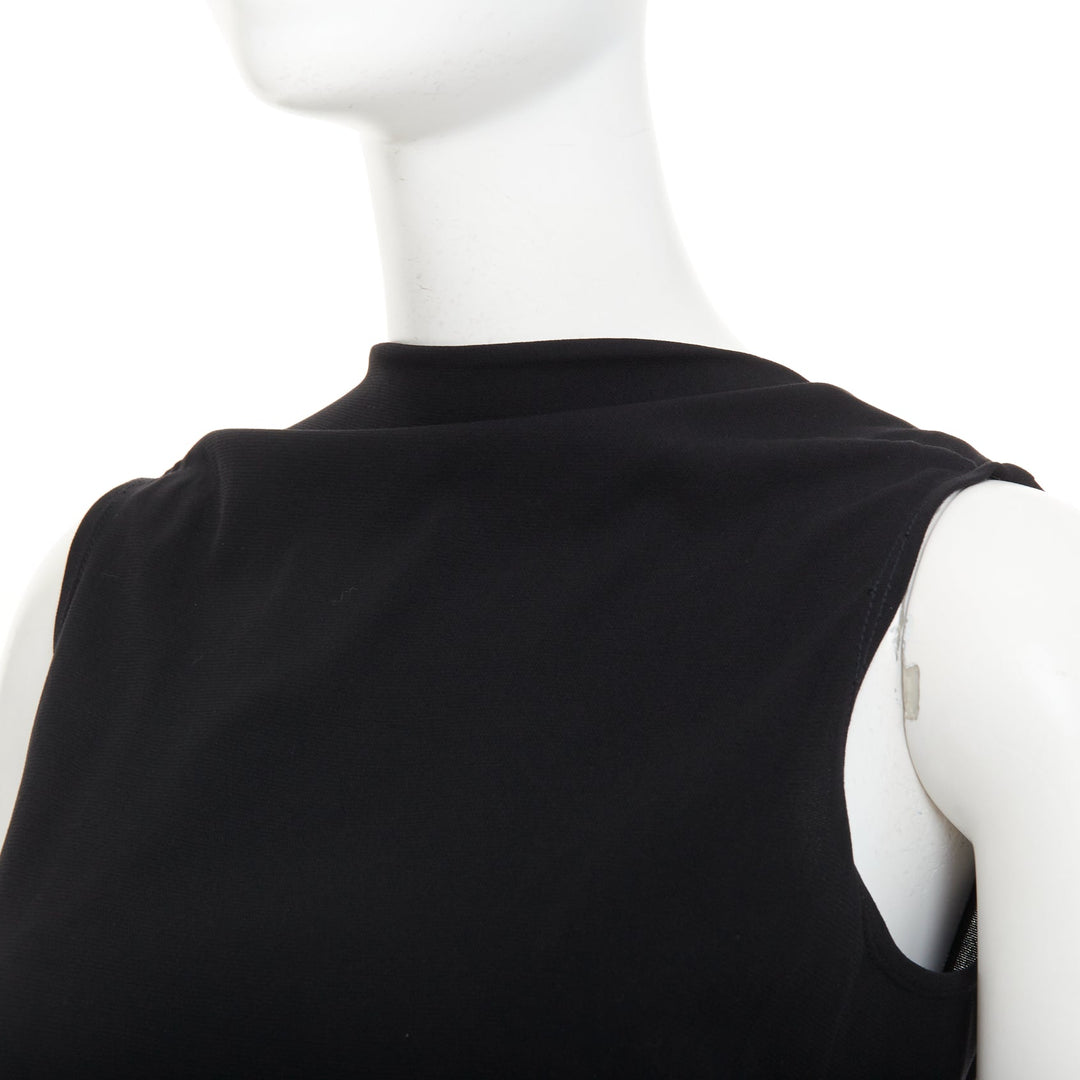 DONNA KARAN Signature black viscose blend dipped back column maxi dress XS